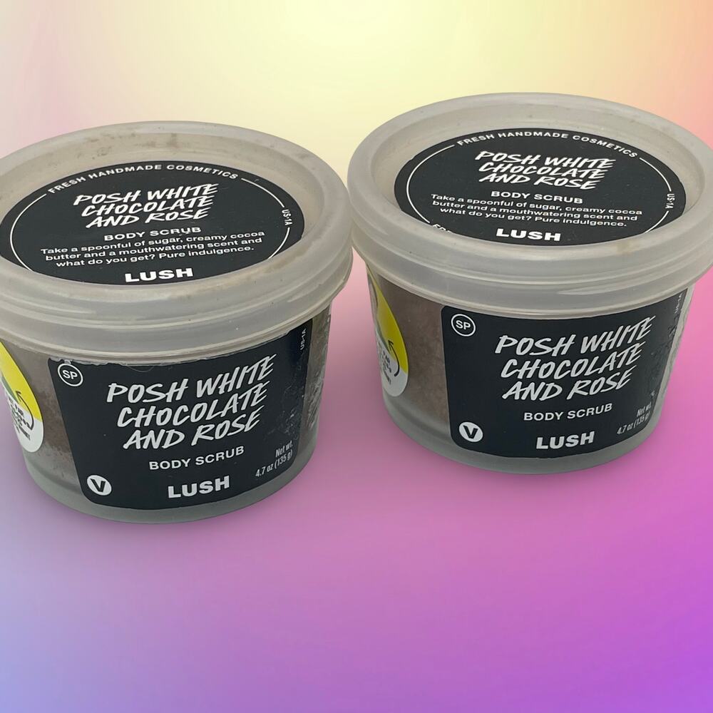 LUSH Lot of 2 Posh White Chocolate and Rose Body Scrub 4.7oz ea NEW Discontinued